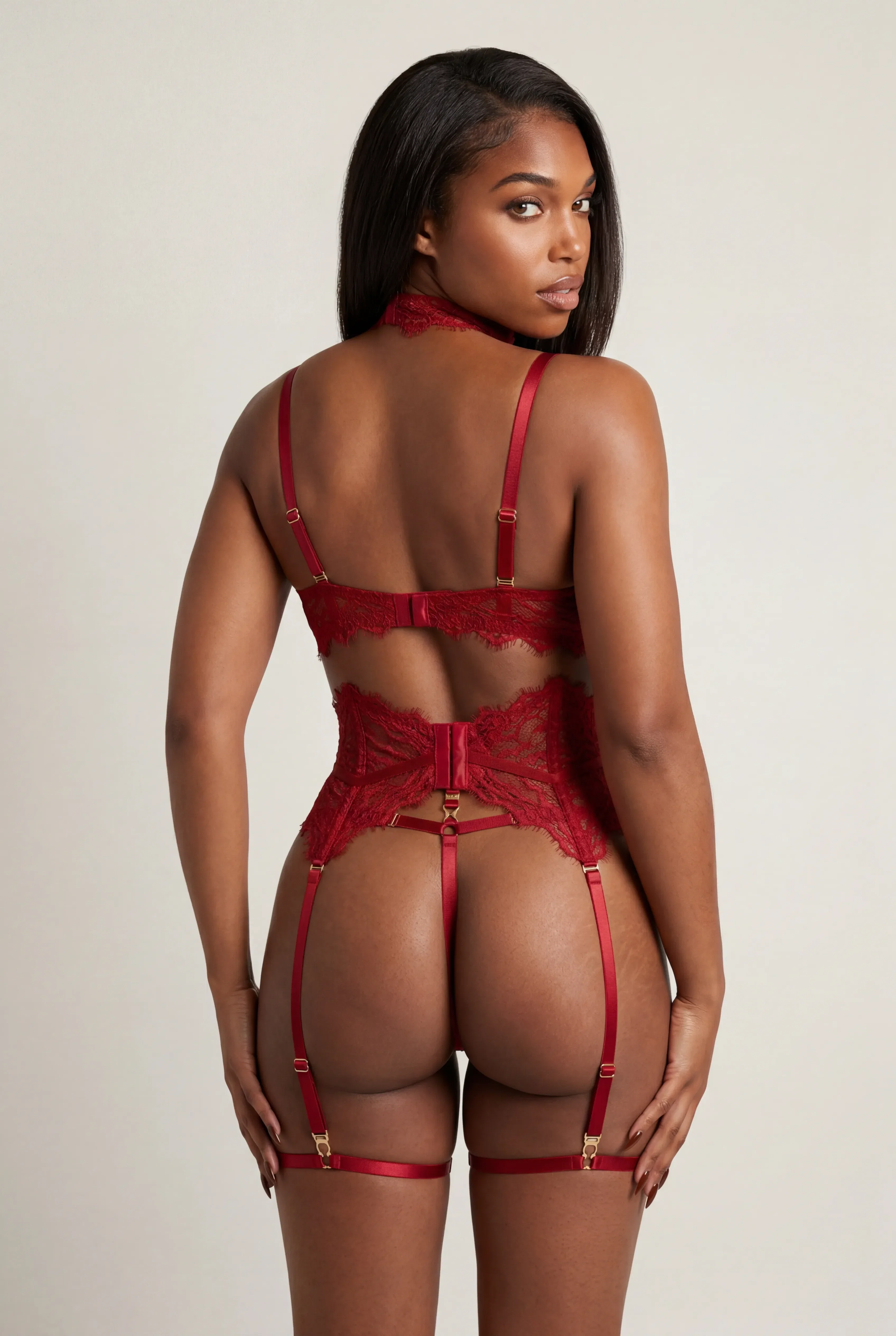Ensemble lingerie pour femme cinq pièces - MOON Rouge - Image 4