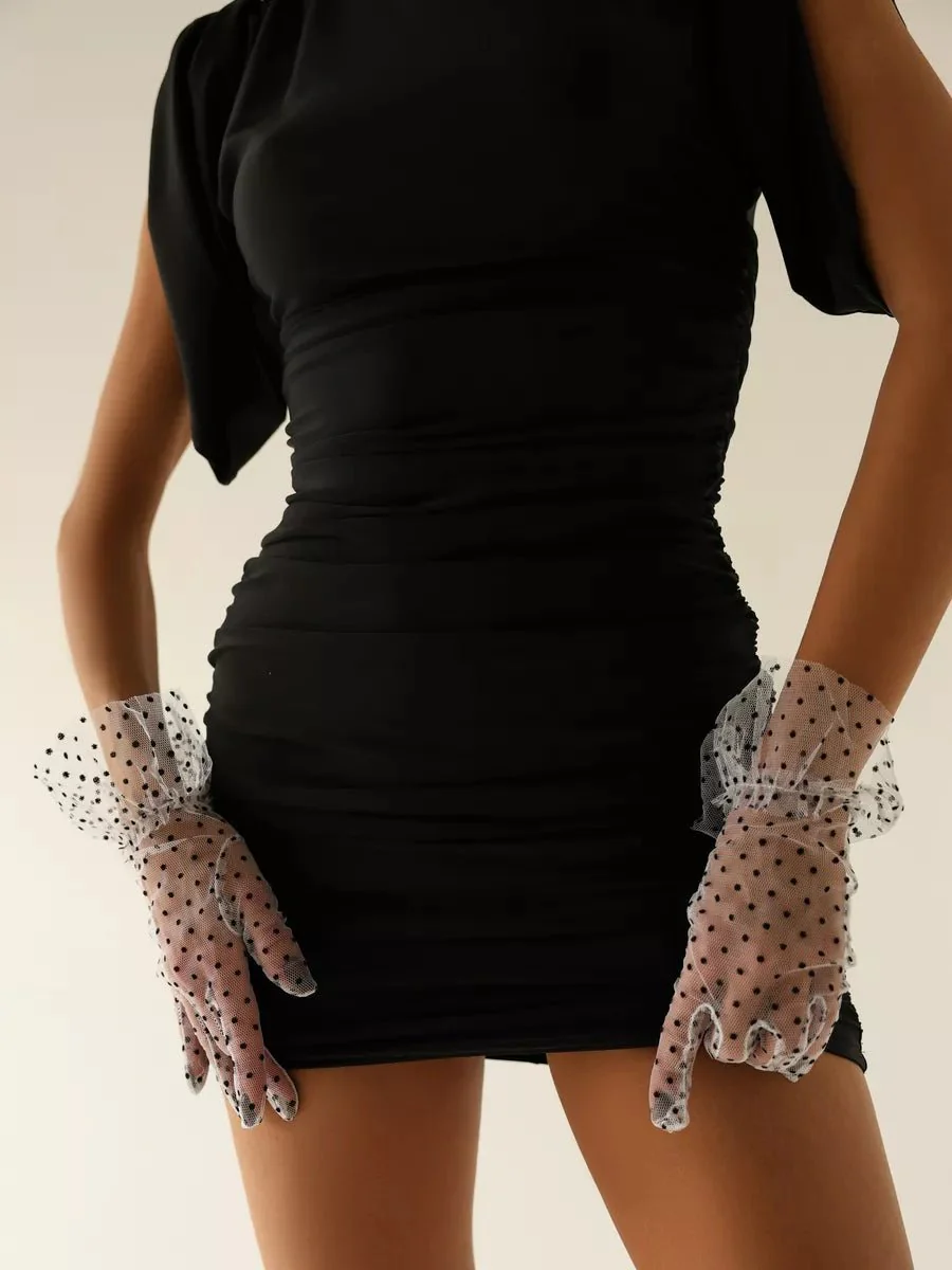 Gants en dentelle pour femme blanc en dentelle - NESS - Image 3