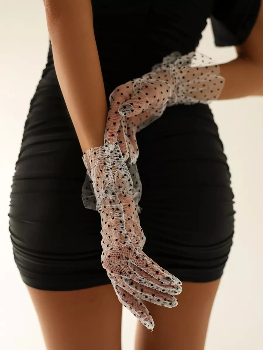Gants en dentelle pour femme blanc en dentelle - NESS - Image 4